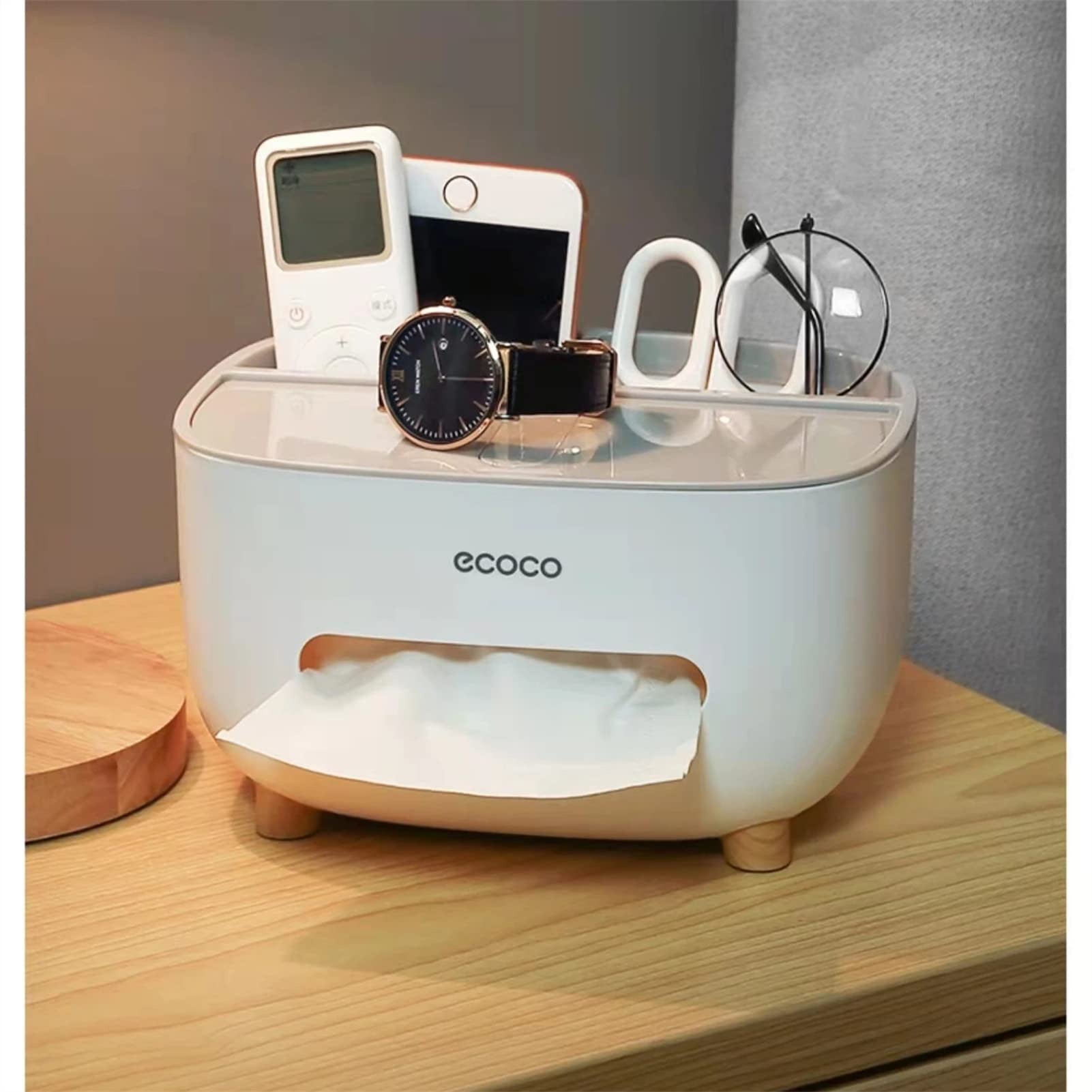 Ecoco Tissue Box With Multifunctional Storage
